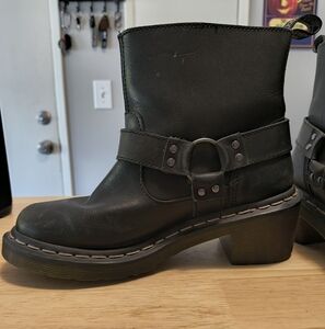 Dr. Marten Heeled Alodie Black Leather Ankle Boots